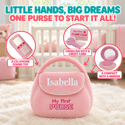 Personalized My First Purse Set with Name, Embroidered Baby's Purse Set for Baby Girl