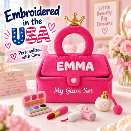 Personalized Baby Makeup Set – Custom Name Embroidered Plush Pretend Play Toy