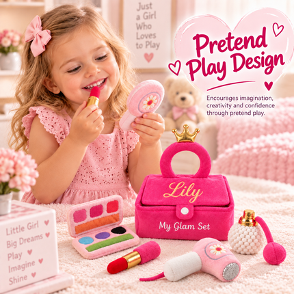 Personalized Baby Makeup Set – Custom Name Embroidered Plush Pretend Play Toy