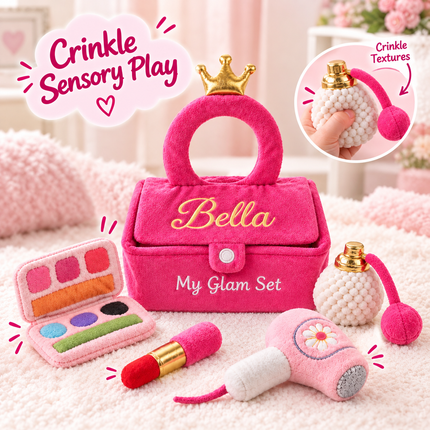 Personalized Baby Makeup Set – Custom Name Embroidered Plush Pretend Play Toy