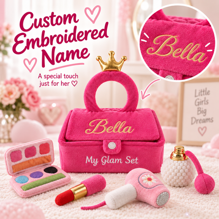 Personalized Baby Makeup Set – Custom Name Embroidered Plush Pretend Play Toy