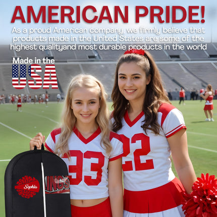 personalized garment bag for hanging clothes travel for cheerleader and dancer custom uniform bags for closet storage with 2 mesh pockets 