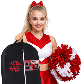 Personalized Garment bag for Cheer Uniform With Name -Custom Breathable Black Bags With 2 Mesh Pockets for Cheerleader Uniform