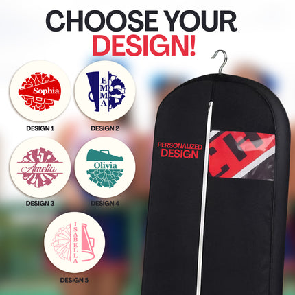 personalized garment bag for hanging clothes travel for cheerleader and dancer custom uniform bags for closet storage with 2 mesh pockets 
