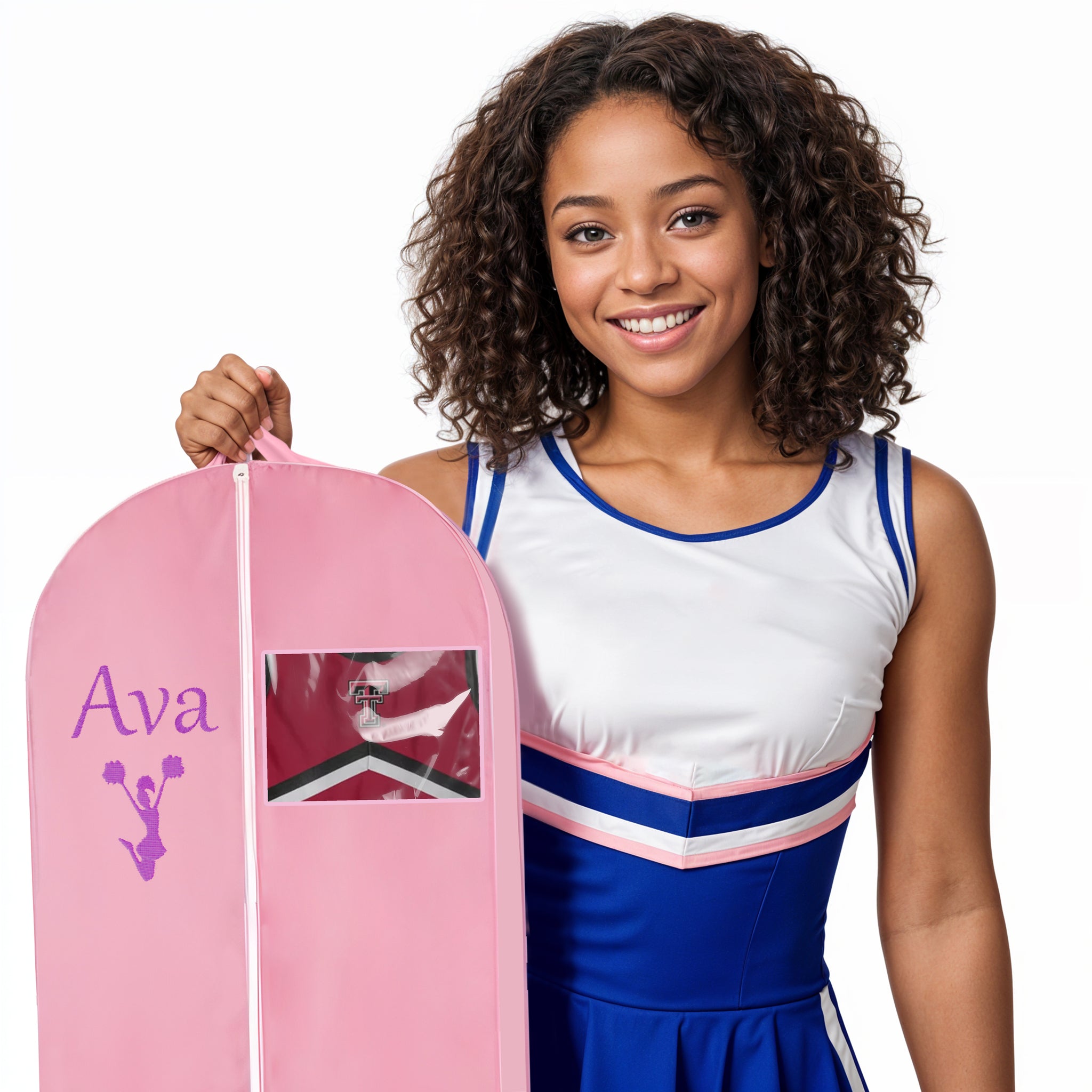 Personalized Cheer Uniform Garment Bag With Name Embroidered - Ideal For Cheerleader Gifts - Pink
