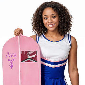 Personalized Cheer Uniform Garment Bag With Name Embroidered - Ideal For Cheerleader Gifts - Pink