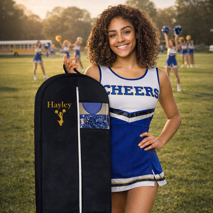 Personalized Garment bag for Cheer Outfit - Embroidered Cheerleader