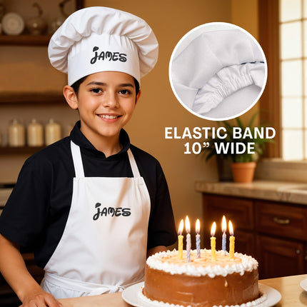 Embroidered Kids Chef Hat, Custom Name Kids White Chef Hat and Apron, Customized Toddler Chef Hat