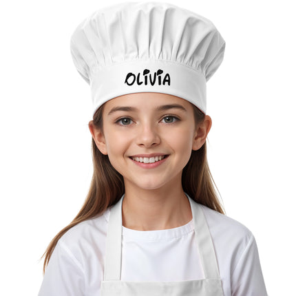 Embroidered Kids Chef Hat, Custom Name Kids White Chef Hat and Apron, Customized Toddler Chef Hat