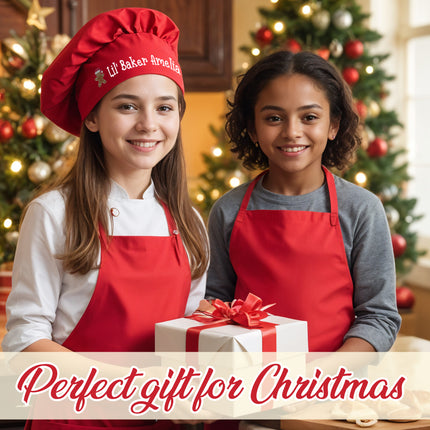 Personalized Kids Chef Hat, Custom Lil' Baker Kids White Chef Hat and Apron