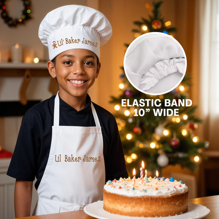 Personalized Kids Chef Hat, Custom Lil' Baker Kids White Chef Hat and Apron