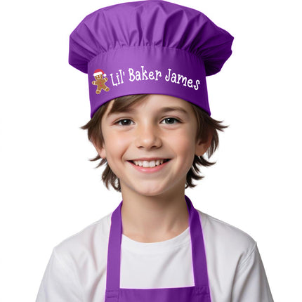Personalized Kids Chef Hat, Custom Lil' Baker Kids White Chef Hat and Apron