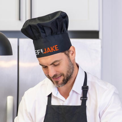 personalized custom name chef hat for father, dad, men, red