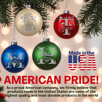 Christmas Balls with Name Christmas Tree Ornaments 2.5" Red, Green, Blue & Pearl