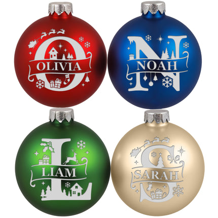 Christmas Balls with Name Christmas Tree Ornaments 2.5" Red, Green, Blue & Pearl