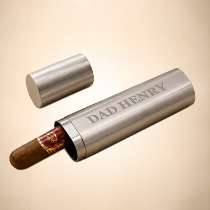 Personalized Stainless Steel Cigar Travel – Engraved Name Case