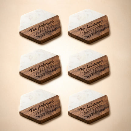 Personalized Coasters, Customized Wedding Gift for Couple