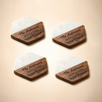Personalized Coasters, Customized Wedding Gift for Couple
