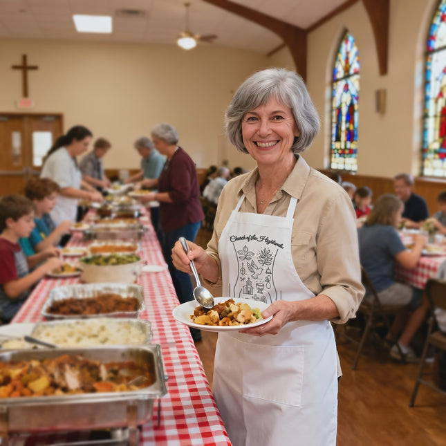 Custom Christian Apron – “Blessed to Serve” Faith Apron for Cooking & Church Volunteers