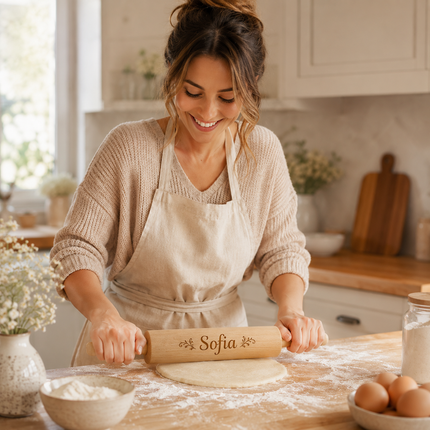 Custom Engraved Rolling Pin – Personalized  Wooden Dough Roller