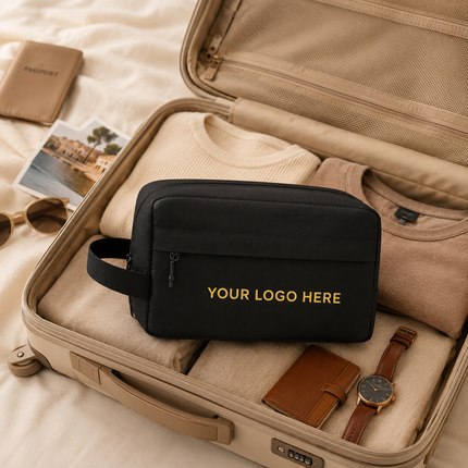 Personalized Travel Toiletry Bag with Custom Text for Men & Women