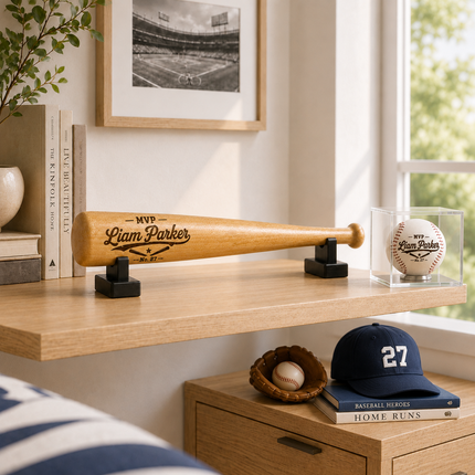 Custom Engraved Baseball Bat and Ball Set with Custom Name - MVP