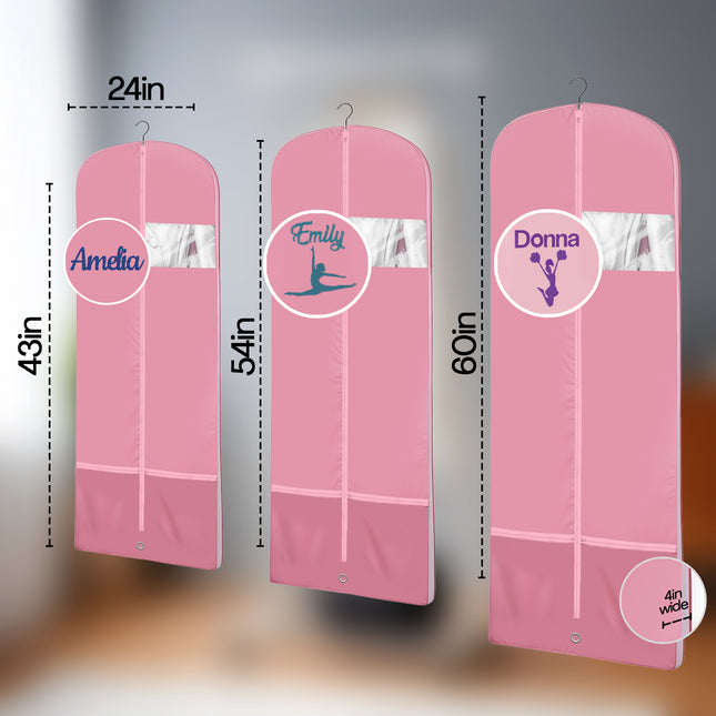 Personalized Cheer Uniform Garment Bag, Pink Clothes Oraginizer , Customizable with names