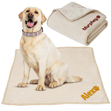 Embroidered Cream Blanket with Name