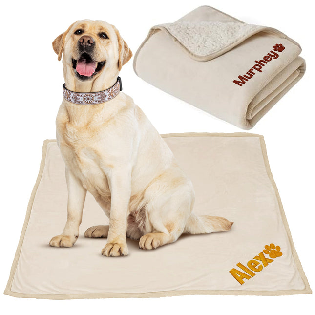 Embroidered Cream Blanket with Name
