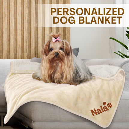 Embroidered Cream Blanket with Name