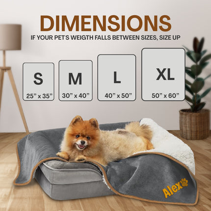 Embroidered Dog Gray Blanket with Name
