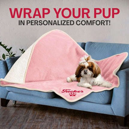 Embroidered Dog Gray Blanket with Name
