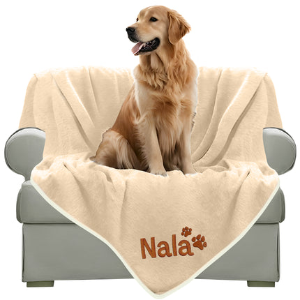Embroidered Cream Blanket with Name