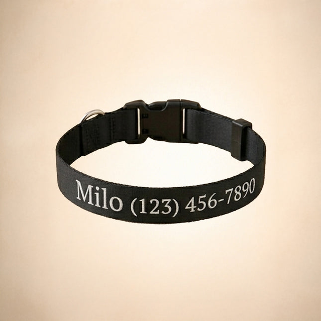 Embroidered Personalized Dog Collar with Quick Release Buckle