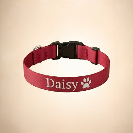 Embroidered Personalized Dog Collar with Quick Release Buckle