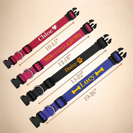 Embroidered Personalized Dog Collar with Quick Release Buckle