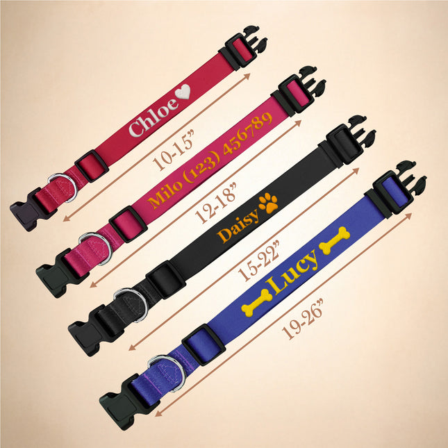Embroidered Personalized Dog Collar with Quick Release Buckle