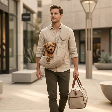 Small Pet Sling Carrier – Hands-Free Dog & Cat Carrier Bag for Travel