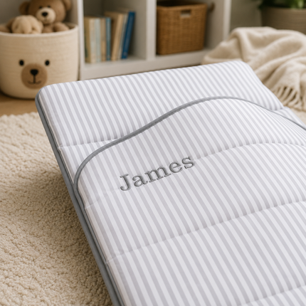 Personalized Toddler Nap Mat with Embroidered Name, Nap Mat with Pillow & Blanket, 100% Cotton
