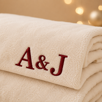 Personalized Blanket with Embroidered Name for Christmas