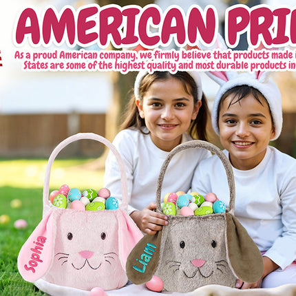 Personalized Easter Basket with Embroidered Name for Girls & Boys