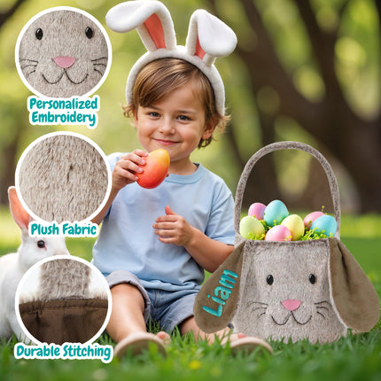 Personalized Easter Basket with Embroidered Name for Girls & Boys