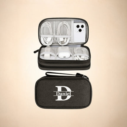 Custom Name Electronics Travel Organizer – Cable & Gadget Case