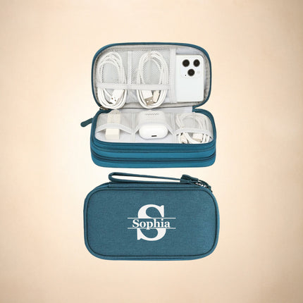 Custom Name Electronics Travel Organizer – Cable & Gadget Case