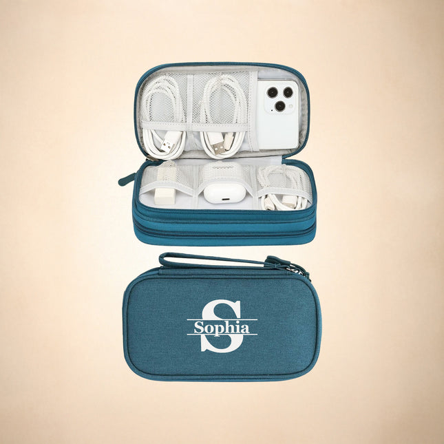 Custom Name Electronics Travel Organizer – Cable & Gadget Case
