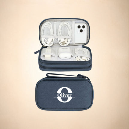 Custom Name Electronics Travel Organizer – Cable & Gadget Case