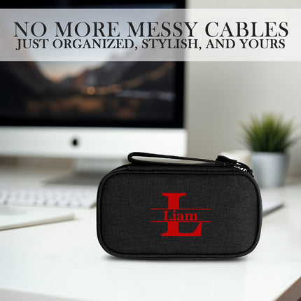 Personalized Electronics Organizer Travel Case - Black