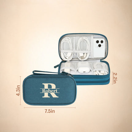 Custom Name Electronics Travel Organizer – Cable & Gadget Case