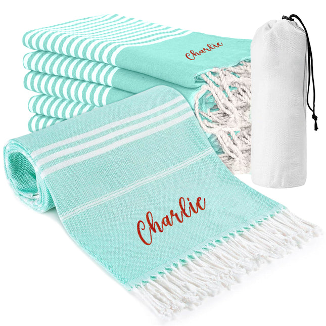 personalized beach towel light blue