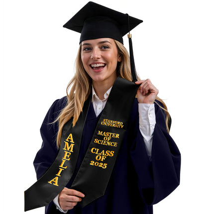 Personalized Graduation Stole with Name - 70 inches garduation sash
